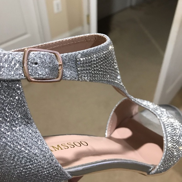 Sparkly silver rhinestone block heels - Picture 6 of 14